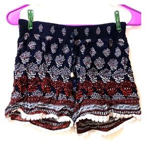 Lace Boho Shorts | Blue